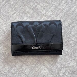 Coach Jacquard Leather Bifold Black Wallet